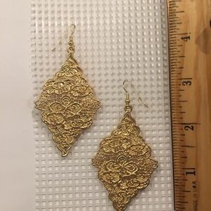 Ornate Gold Color Dangling Earrings.